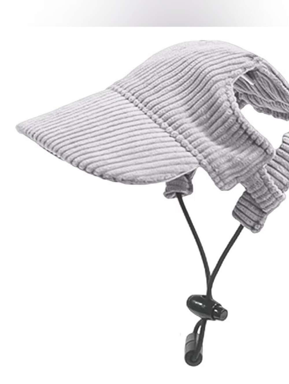 🐶 NWOT Gray Cordoroy Dog Baseball Cap Sun Hat Sunbonnet Visor w/Ear Holes Lg 🐶